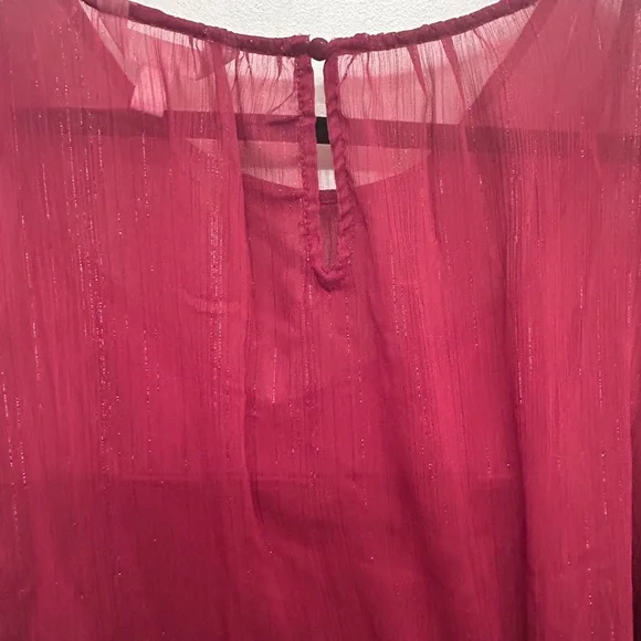 LC Lauren Conrad Women’s Wine colored 3/4 Flutter Sleeve Chiffon Top w Tank XXL - Picture 2 of 6